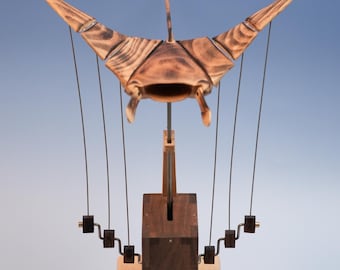 Flying Manta Ray Automata | Kinetic Sculpture | Manta Ray Figurine | Moving Sculpture | Wood Art | Wood Carving | Automaton | Christmas Gift