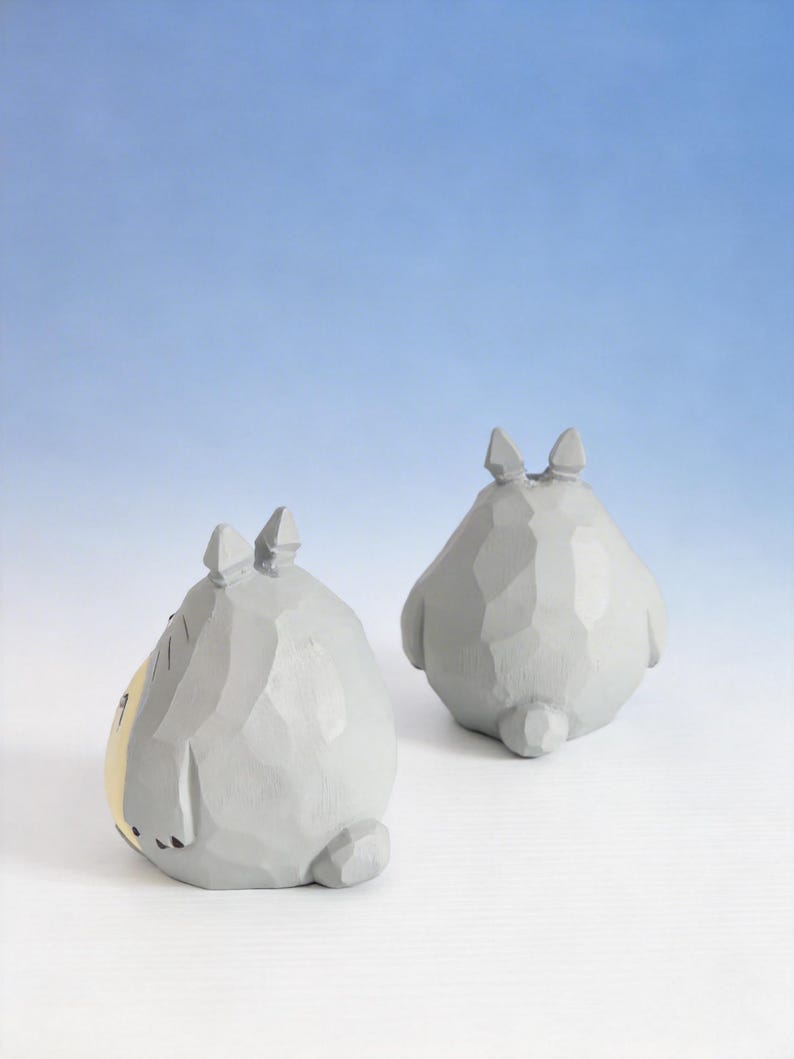 Hand Carved Wooden Totoro Figurine, Studio Ghibli Inspired Desk Sculpture, Totoro Ornament, Unique Gift for Anime Lovers, Home Decor Fans image 5