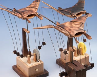 Wooden Flying Manta Ray Automata | Kinetic Sculpture | Automaton