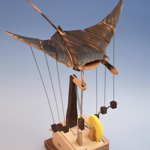 Wooden Flying Manta Ray Automata | Wooden Automaton | Kinetic Sculpture | Manta Ray Automaton | Manta Ray Figurine