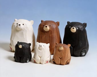 Houten beeldje schattige beer, handgemaakte houten dierenfiguurtjes, standbeeld beer, sculptuur kleine dieren, houten verjaardagscadeau, cadeau voor dierenliefhebbers