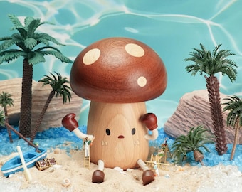 Handmade Wooden Mushroom Night Light, Adorable mushroom night light, Cute face night light, Kids night light, Kids birthday gift, Kids lamp