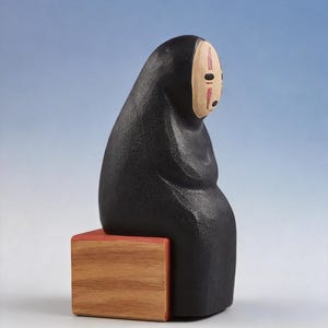 Hand Carved Wooden No-Face Figurine, Studio Ghibli Fan Gift, Spirited Away Gift image 5