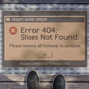 Error 404 Shoes Not Found Doormat | Tech Humor Welcome Mat, Geeky Housewarming Gift