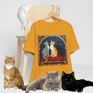 Mosaik-Katzen-Grafik-T-Shirt: Buntes Kitty Art Shirt