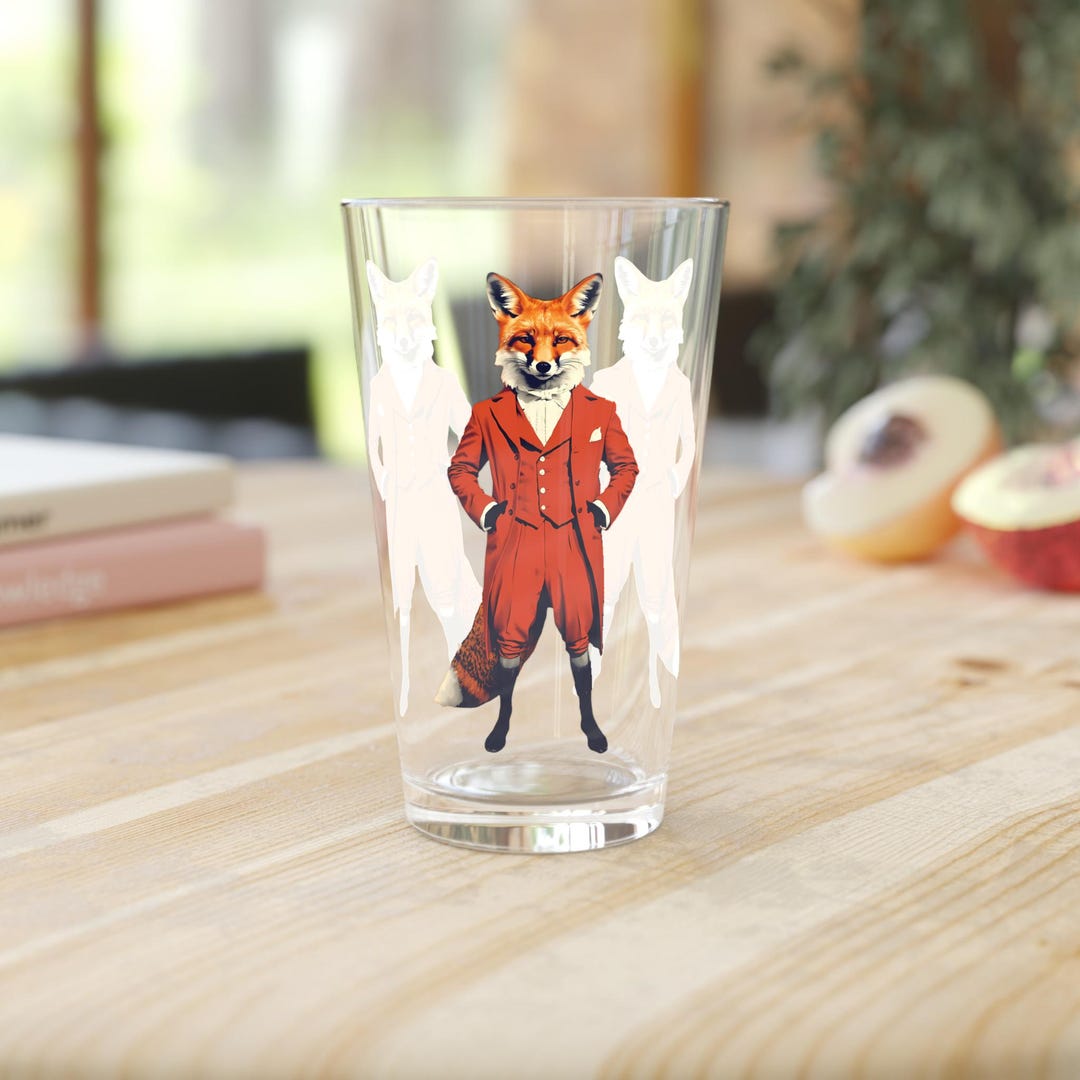 Dapper Fox Pint Glass, Whimsical Animal Lover Gift - Etsy
