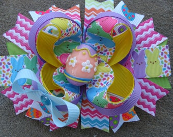Easter Hair Bow Large boutique Easter Hair Bow Handmade Boutique Easter Hair Bow Easter egg hair bow Holiday hair bow