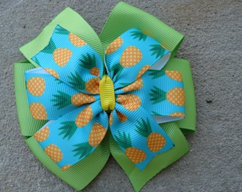 Pineapple Hair bow Summer Hair Bow fruit hair bow Girl Gift Summer Photo Prop large pinwheel hair bow