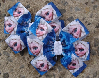 Frozen Hair Bow Blue hair bows pinwheel Hair bows - Elsa Hair Bow Princess Elsa Hair Bow Elsa rhinestone necklace