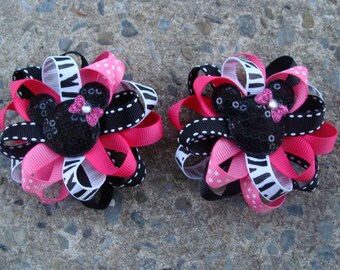 2 Disney Hair Bows Loopy hair bows Minnie Mouse Hair Bow hair clip