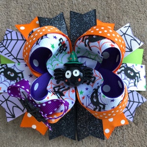 Spider Hair Bow Halloween Hair Bow Halloween Bow Halloween Purple Halloween Bow Spider hairbow Halloween hair Clip Halloween Spider bow