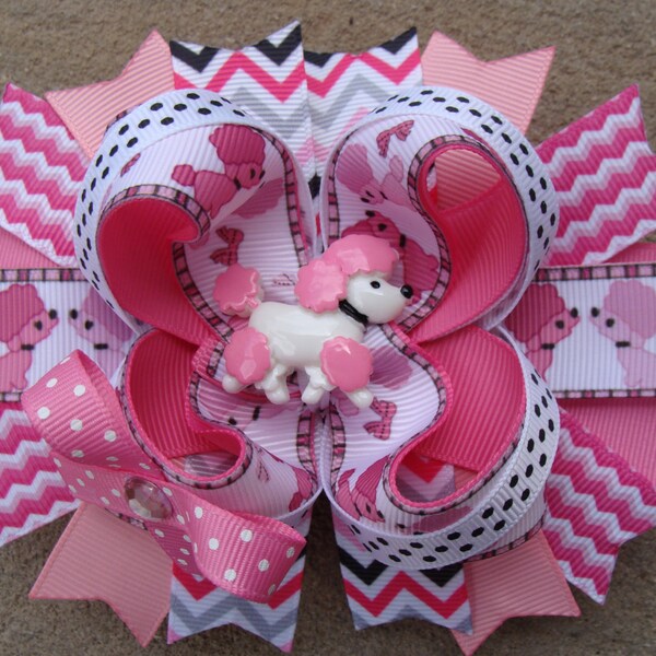 Puppy Dog Hair Bow Poodle Hair Bow large Animal Girl Hair Barrette Baby Hair Bow Toddler Hair Bow White Children Hair Bow