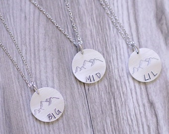 Mountain Necklaces Set, Set of Sister Gift, Big Sister, Mid Sister, Lil Sister Gift, Long Distance Sister Gift