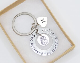 She believed she could so she did Keychain, Tiger Keychain, Graduation Gift, Motivation Gift, Personalized Initial