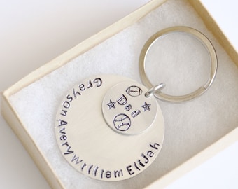 Personalized Father's Day Gift from Kids, Keychain, Key Fob, Dad Keychain, Customized Keychain, Personalized Grandpa Keychain Sport Keychain