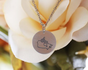 Canada Necklace Gift For Her, Canada Country Jewelry, Pendant Necklace