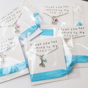 Ice Skating Party Favors Necklaces and Hair Ties Party Favors, Ice Skate Favor, Girl Gift, Ice Clear Crystal Balls Assorted, Hair Ties image 3