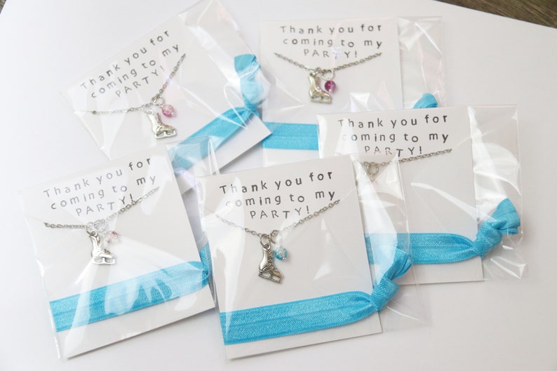 Ice Skating Party Favors Necklaces and Hair Ties Party Favors, Ice Skate Favor, Girl Gift, Ice Clear Crystal Balls Assorted, Hair Ties image 3