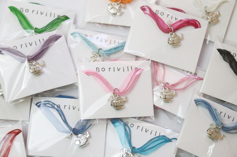 Tea Party Party Favor Necklace Ribbon Necklace Etsy