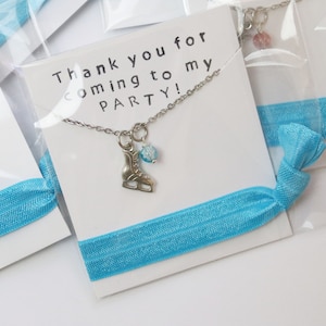 Ice Skating Party Favors Necklaces and Hair Ties Party Favors, Ice Skate Favor, Girl Gift, Ice Clear Crystal Balls Assorted, Hair Ties image 1