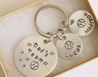 Personalized Father's Day Gift from Kids, Keychain, Key Fob, Customized Keychain, Personalized Baseball Keychain, Dad's Team Keychain Gift
