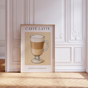 Caffe Latte Print Coffee Decorative Wall Art Coffee Wall Arts Italian Retro Drink Sign Bar Food Wall Art Poster Scandinavian Minimalist Art