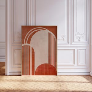 Scandinavian Minimalistic Print Home Wall Art Decor Line Art Print Neutral Line Drawing Art Minimalist Abstract Bold Red Arch Print Poster