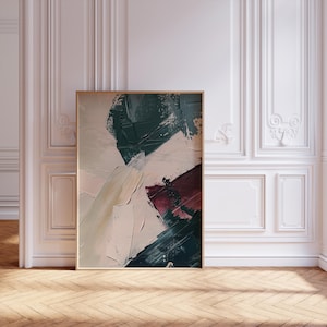 Scandinavian Minimalistic Print Abstract Art Print Neutral Wall Art Minimalist Wall Abstract Art Burgundy Forest Green Expression Artwork