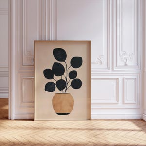 Impresión botánica minimalista Impresión de arte botánico Póster de flores escandinavas Arte floral Impresión minimalista Póster abstracto Jarrón terroso Planta