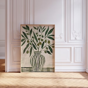 Póster de flores escandinavas Póster de arte abstracto Impresión botánica minimalista Impresión de arte de flores botánicas Impresión de arte botánico Naturaleza muerta con olivos