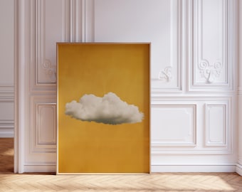 Cloud Wall Art Print Clouds Minimalist Poster Abstract Poster Minimalistic Abstract Print Scandinavian Neutral Cloud Art Golden Horizon Glow