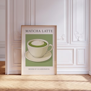 ミニマリスト抹茶ラテプリントコーヒー装飾壁アートスカンジナビアプリントコーヒー壁アートイタリアンレトロドリンクサインバーフードアートポスター