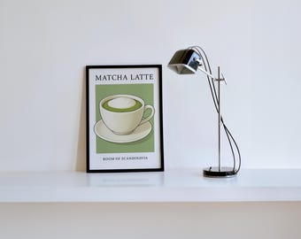 Impression minimaliste matcha latte art mural décoratif café impression scandinave art mural café italien boisson rétro signe bar nourriture art affiche