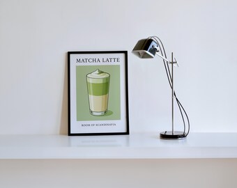 Impression matcha latte art mural décoratif café abstrait impression minimaliste café art mural café italien rétro enseigne bar nourriture art mural affiche