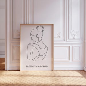 Minimalist Line Art Poster Scandinavian Print Neutral Wall Decor Minimalistic Design Line Drawing Artful Female Silhouette Modern Artwork