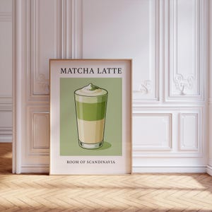 抹茶ラテプリントコーヒー装飾壁アート抽象ミニマリストプリントコーヒー壁アートイタリアンレトロドリンクサインバーフード壁アートポスター