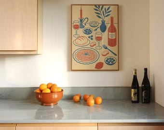 Minimalistic Kitchen Print Scandinavian Kitchen Wall Art Minimalist Abstract Wall Decor Scandinavian Neutral Poster Art Retro Dinner Poster