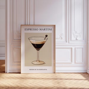 Espresso Martini Art Print Classic Cocktail Art Drink Signature Sign Minimalist Elegant Sophisticated Retro Poster Minimalistic Nordic Print