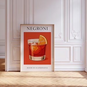Negroni Retro Print Trendy Cocktail Art Classic Minimalist Art Elegant Sophisticated Retro Poster Drink Signature Sign Art Minimalistic Art