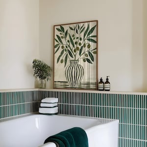 Scandinavische bloemenposter Abstracte kunstposter Minimalistische botanische print Botanische bloemenkunstprint Botanische kunstprint Olijf stilleven