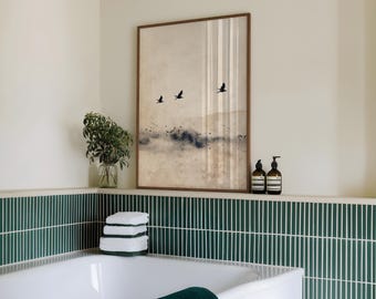 Neutral Minimalistic Art Japandi Poster Minimalist Wall Art Japanese Neutral Print Scandinavian Abstract Artwork Abstract Flying Birds Art