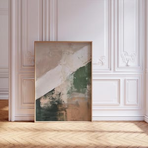 Arte de parede abstrata escandinava, impressão abstrata neutra, decoração de parede minimalista, pôster moderno e terroso, impressão de textura verde bege minimalista