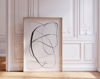 Impresión de arte lineal minimalista, dibujo abstracto escandinavo, póster de línea negra, arte de pared neutro, diseño minimalista, simple y artístico, decoración moderna