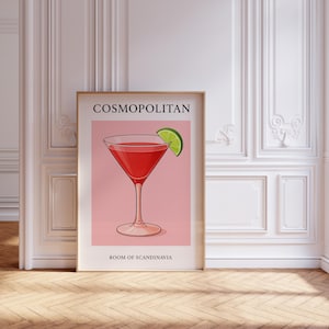 Cosmopolitan Art Print Cocktail Cosmopolitan Classic Cocktail Art Minimalist Elegant Sophisticated Minimalistic Retro Art Poster Nordic Art