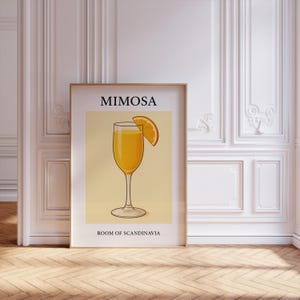 Mimosa Art Print Classic Cocktail Art Trendy Cocktail Art Minimalist Elegant Sophisticated Retro Poster Scandinavian Art Minimalistic Print