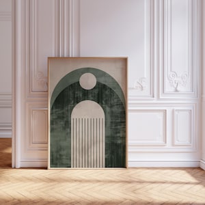 Neutral Wand Dekor Linie Zeichnung minimalistisch abstrakte Kunst Poster skandinavisch kunstvoller Druck minimalistisches abstraktes Design grün abstrakt Arch