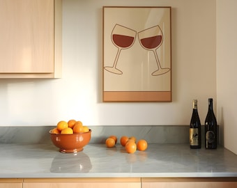 Minimalistic Kitchen Print Scandinavian Kitchen Wall Art Minimalist Abstract Wall Decor Scandinavian Neutral Poster Trendy Wine Art Print