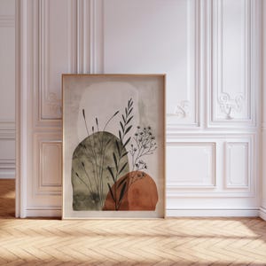 Abstract Art Poster Minimalistic Print Botanical Art Print Minimalist Botanical Print Scandinavian Art Flower Poster Earth Tone Shapes Art