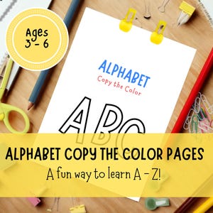 Alphabet Copy the Color Activity, Letter Recognition Game, Match and Color ABC Printable, Preschool Alphabet Worksheets
