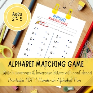 Alphabet Letter Matching Game, Homeschool Letter Games, Alphabet Matching Puzzle, ABC Matching Activity for Kids